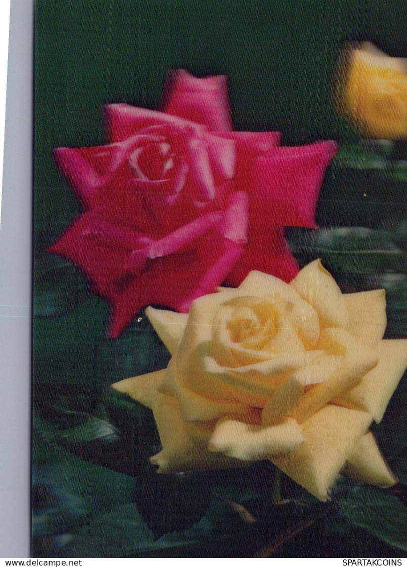 FLOWERS LENTICULAR 3D Vintage Ansichtskarte Postkarte CPSM #PAZ177.DE - Blumen