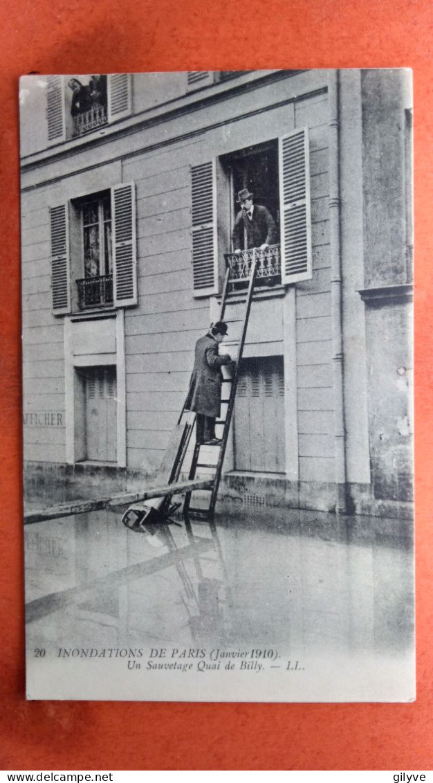 CPA (75) Inondations De Paris.1910. Un Sauvetage Quai De Billy. (7A.856) - Paris Flood, 1910