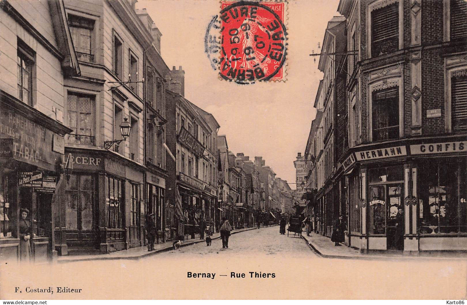 Bernay * 1907 * Rue Thiers * Confiserie HERMANN * Débit De Tabac Tabacs TABAC - Bernay