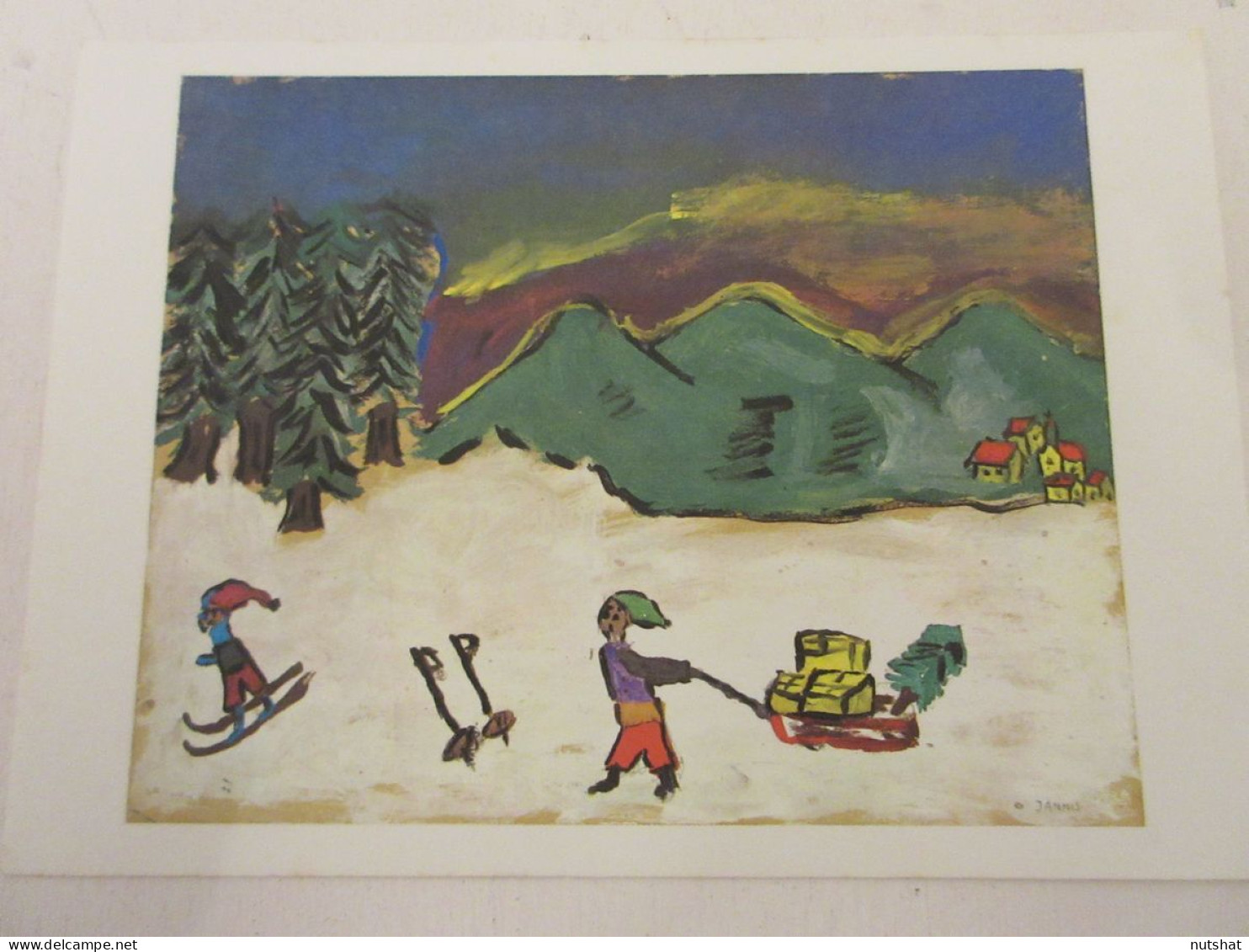 CP CARTE POSTALE TABLEAU GRECE VOEUX JANNIS 8 ANS SCENE De NEIGE - Paintings