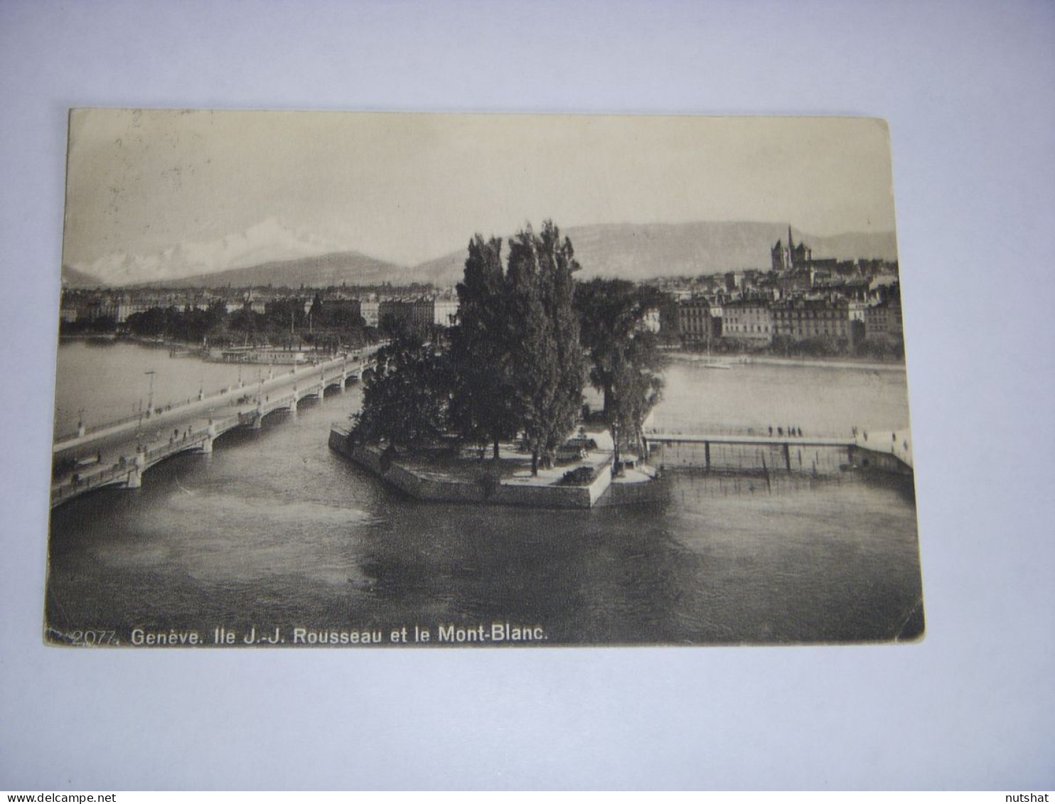 CP CARTE POSTALE SUISSE GENEVE ILE JJ ROUSSEAU Et MONT BLANC - Ecrite En 192x - Otros & Sin Clasificación