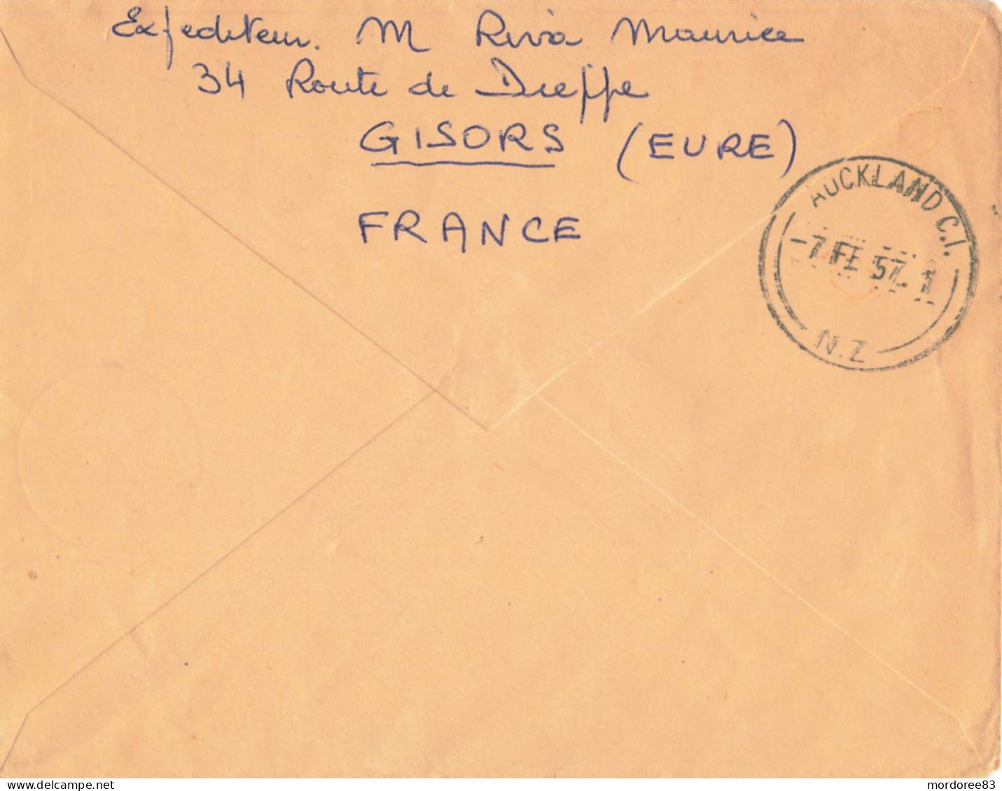 PREMIERE LIAISON AERIENNE DIRECTE PARIS AUCKLAND 4/2/1957 - Erst- U. Sonderflugbriefe