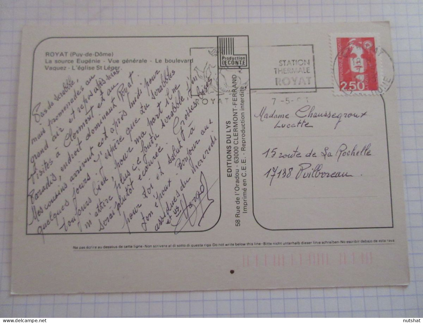 CP CARTE POSTALE PUY De DOME ROYAT SOURCE EUGENIE Bd VASQUEZ EGLISE St LEGER     - Royat