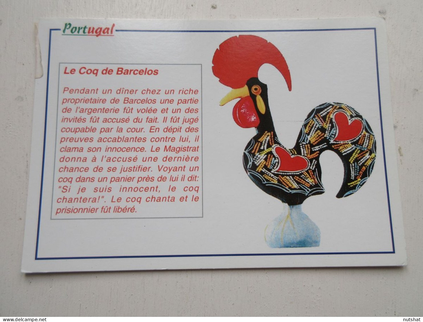 CP CARTE POSTALE PORTUGAL L'HISTOIRE Du COQ De BARCELOS - Ecrite En 2001 - Autres & Non Classés