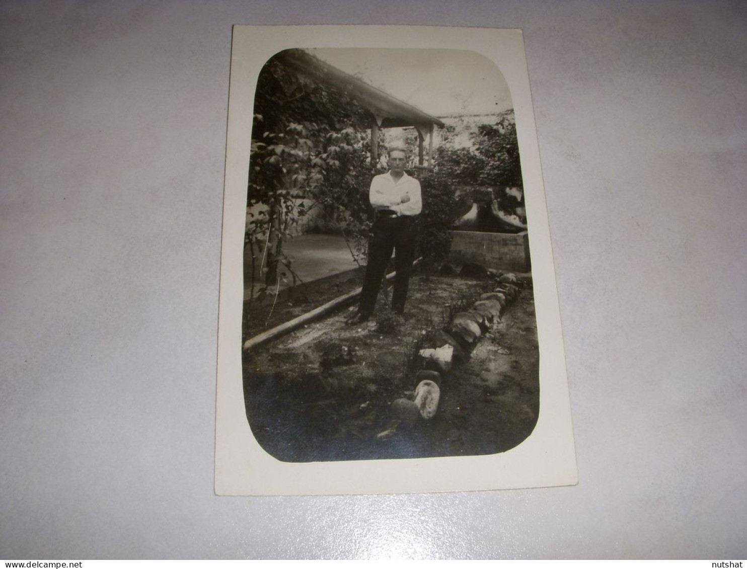 CP CARTE POSTALE PHOTO HOMME Dans Son JARDIN - Vierge - Fotografie