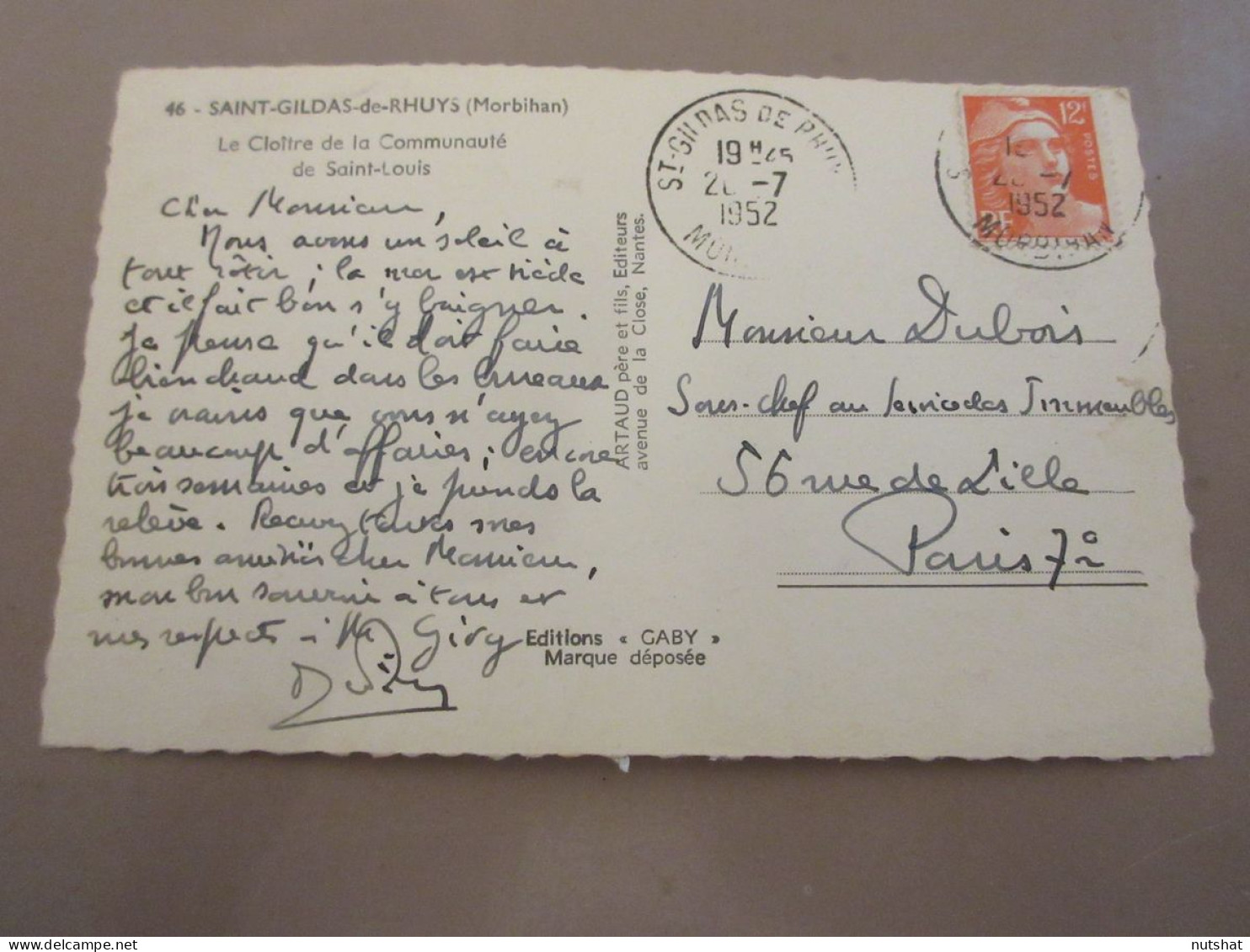 CP CARTE POSTALE MORBIHAN SAINT GILDAS De RHUYS COMMUNAUTE De St LOUIS CLOITRE   - Autres & Non Classés