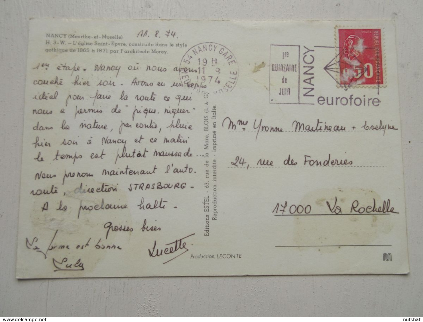 CP CARTE POSTALE MEURTHE Et MOSELLE NANCY L'EGLISE SAINT EPVRE - Ecrite En 1974  - Nancy