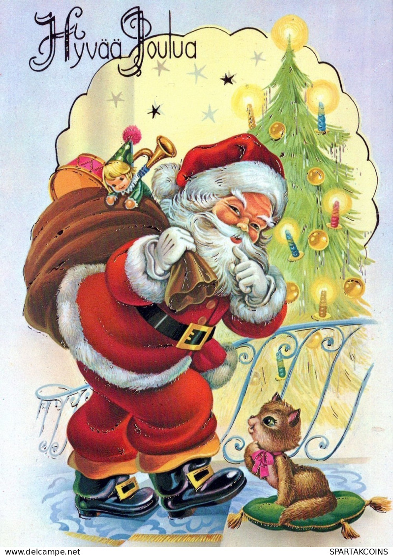 PÈRE NOËL NOËL Fêtes Voeux Vintage Carte Postale CPSM #PAJ600.FR - Santa Claus