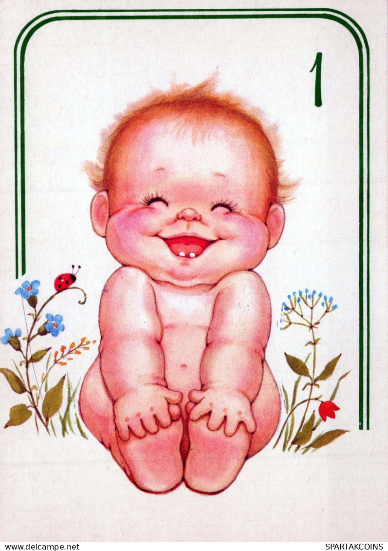 FELIZ CUMPLEAÑOS 1 Año De Edad CHICA NIÑOS Vintage Tarjeta Postal CPSM Unposted #PBU111.ES - Anniversaire