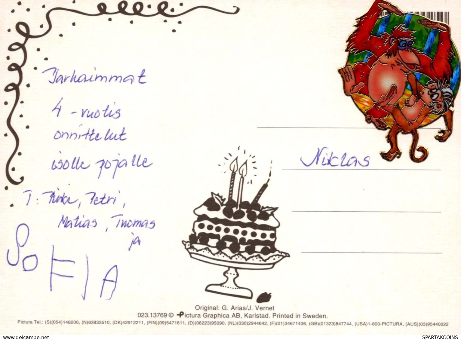 FELIZ CUMPLEAÑOS 4 Año De Edad NIÑO NIÑOS Vintage Tarjeta Postal CPSM #PBT747.ES - Birthday