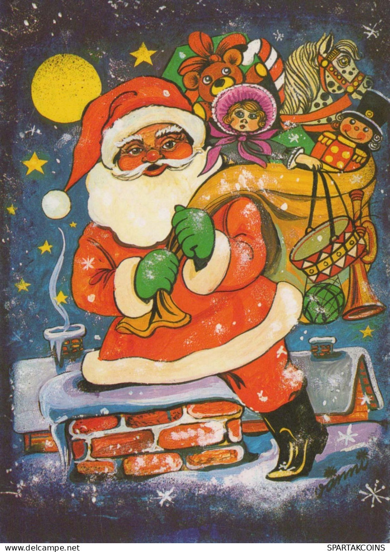 PAPÁ NOEL Feliz Año Navidad Vintage Tarjeta Postal CPSM #PBL181.ES - Santa Claus