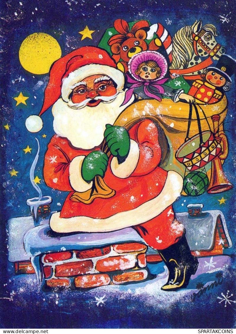 PAPÁ NOEL Feliz Año Navidad Vintage Tarjeta Postal CPSM #PBL181.ES - Kerstman