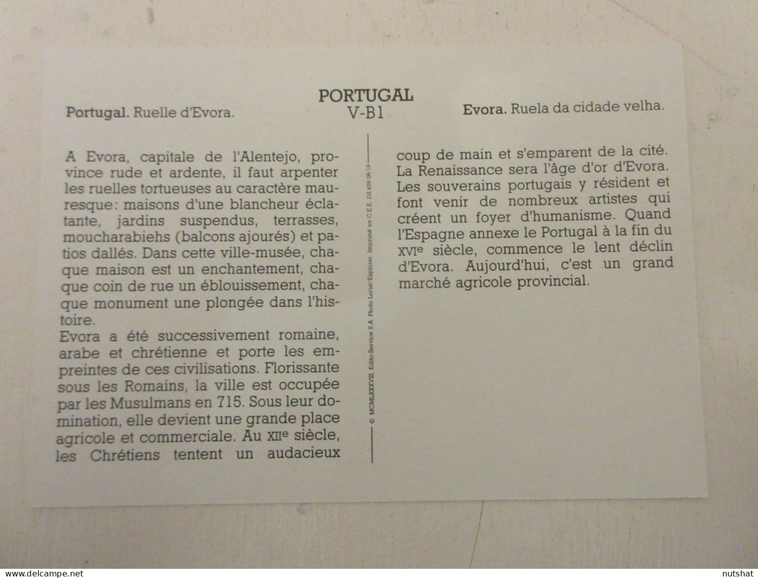 CP CARTE 05-B01 PORTUGAL ALENTEJO EVORA RUELLE De La VIEILLE VILLE - Evora