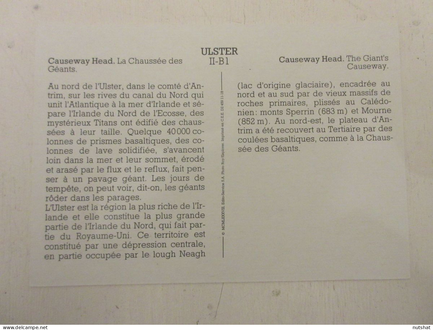 CP CARTE 02-B01 IRLANDE Du NORD CAUSEWAY HEAD La CHAUSSEE Des GEANTS ANTRIM - Altri & Non Classificati