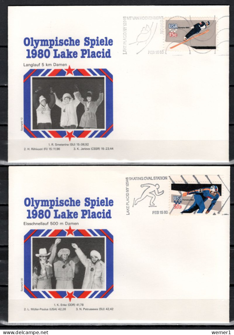 USA 1980 Olympic Games Lake Placid 8 Commemorative Covers Winners - Hiver 1980: Lake Placid