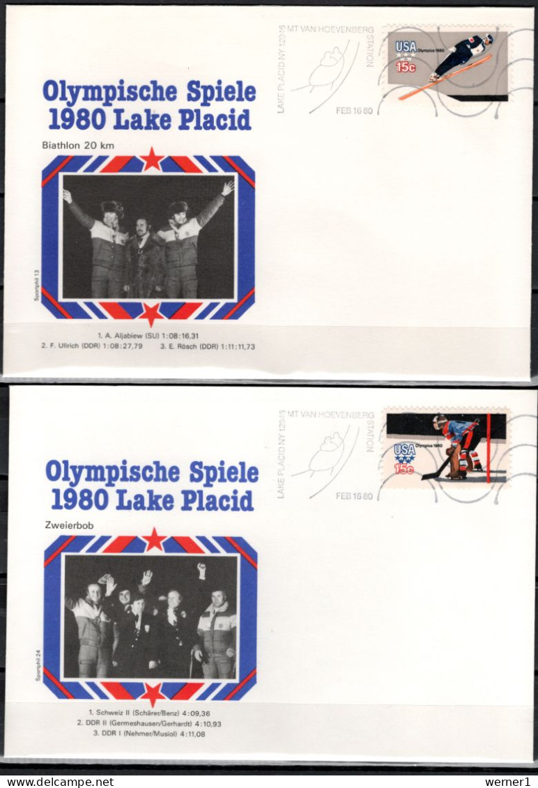 USA 1980 Olympic Games Lake Placid 8 Commemorative Covers Winners - Winter 1980: Lake Placid