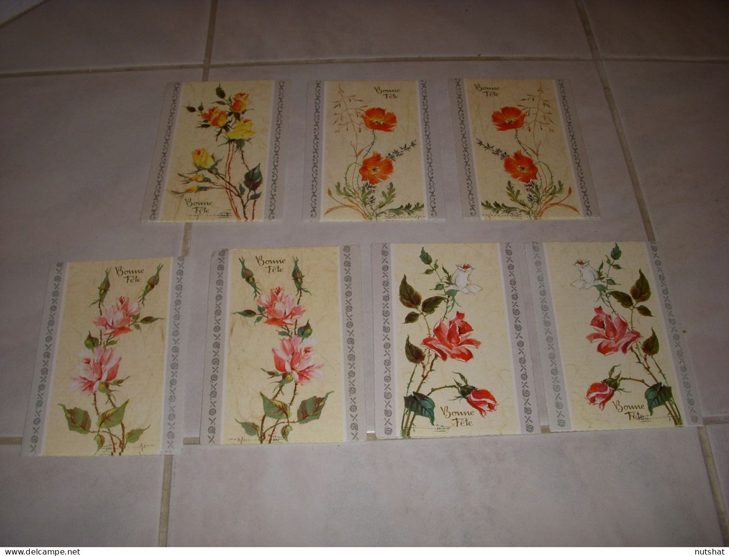 Lot De 7 CP CARTE POSTALE BONNE FETE FRISE De FLEURS - Vierge - Other & Unclassified