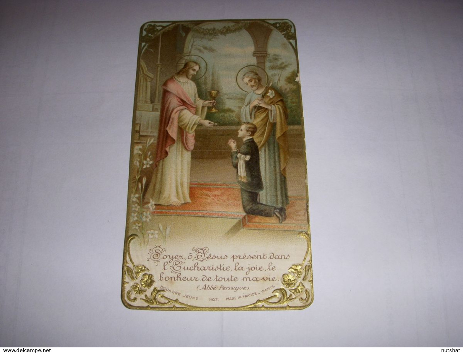 FAIRE PART INVITATION De COMMUNION DORURE En RELIEF Aux 4 COINS 1924 - Altri & Non Classificati