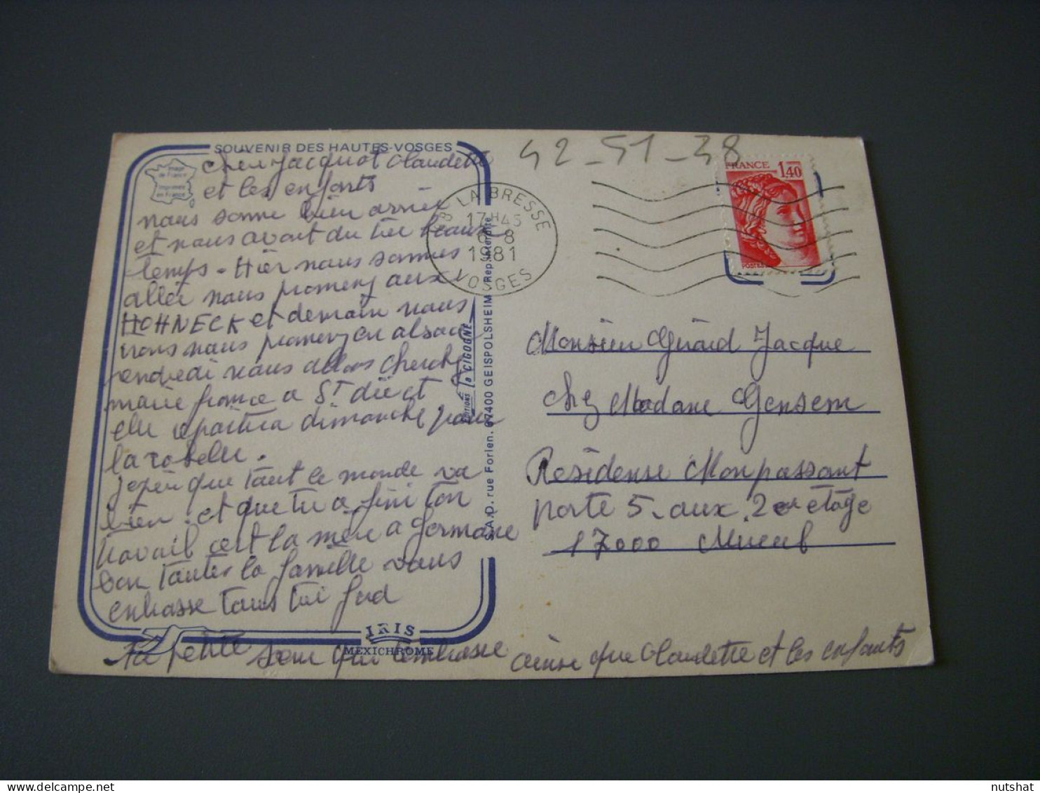 CP CARTE POSTALE VOSGES VUES GENERALES Des HAUTES VOSGES - Ecrite En 1981 - Other & Unclassified