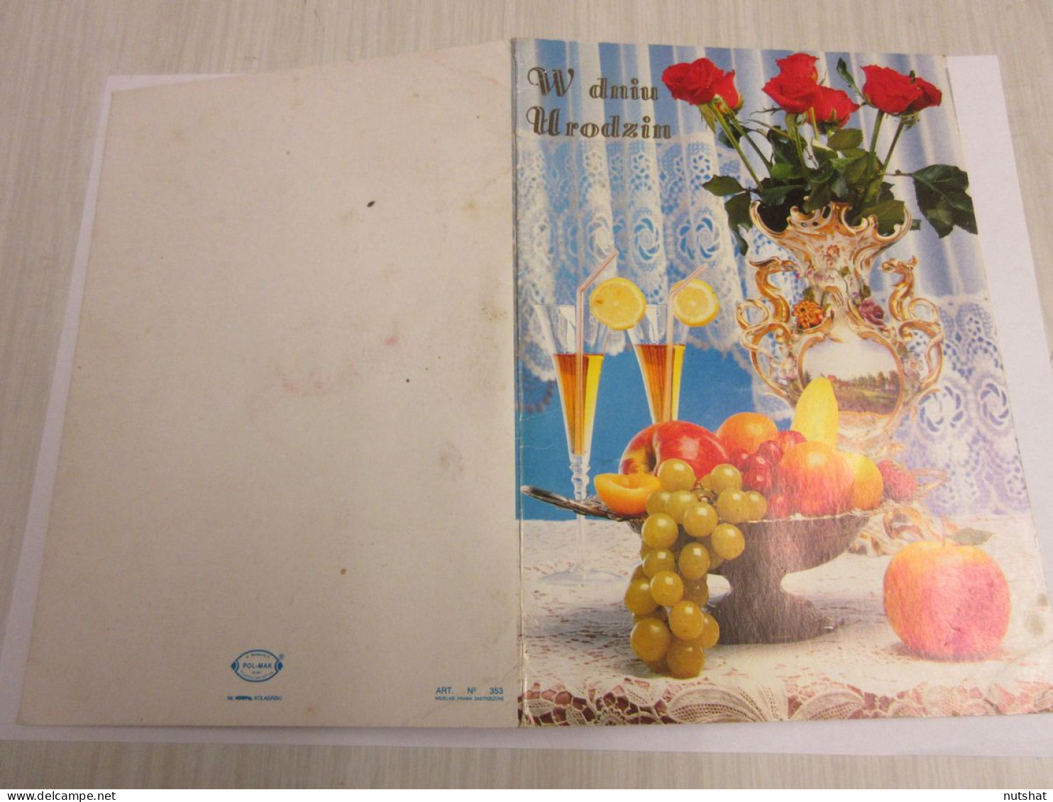 CP CARTE POSTALE VOEUX ANNIVERSAIRE FLEURS FRUITS Et CHAMPAGNE - Ecrite - Anniversaire