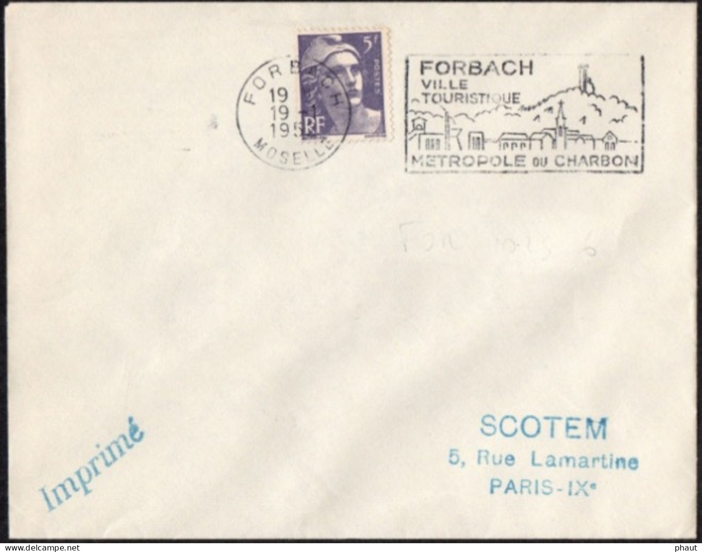 Sécap FORBACH Sur Lettre SCOTEM - 1921-1960: Modern Period