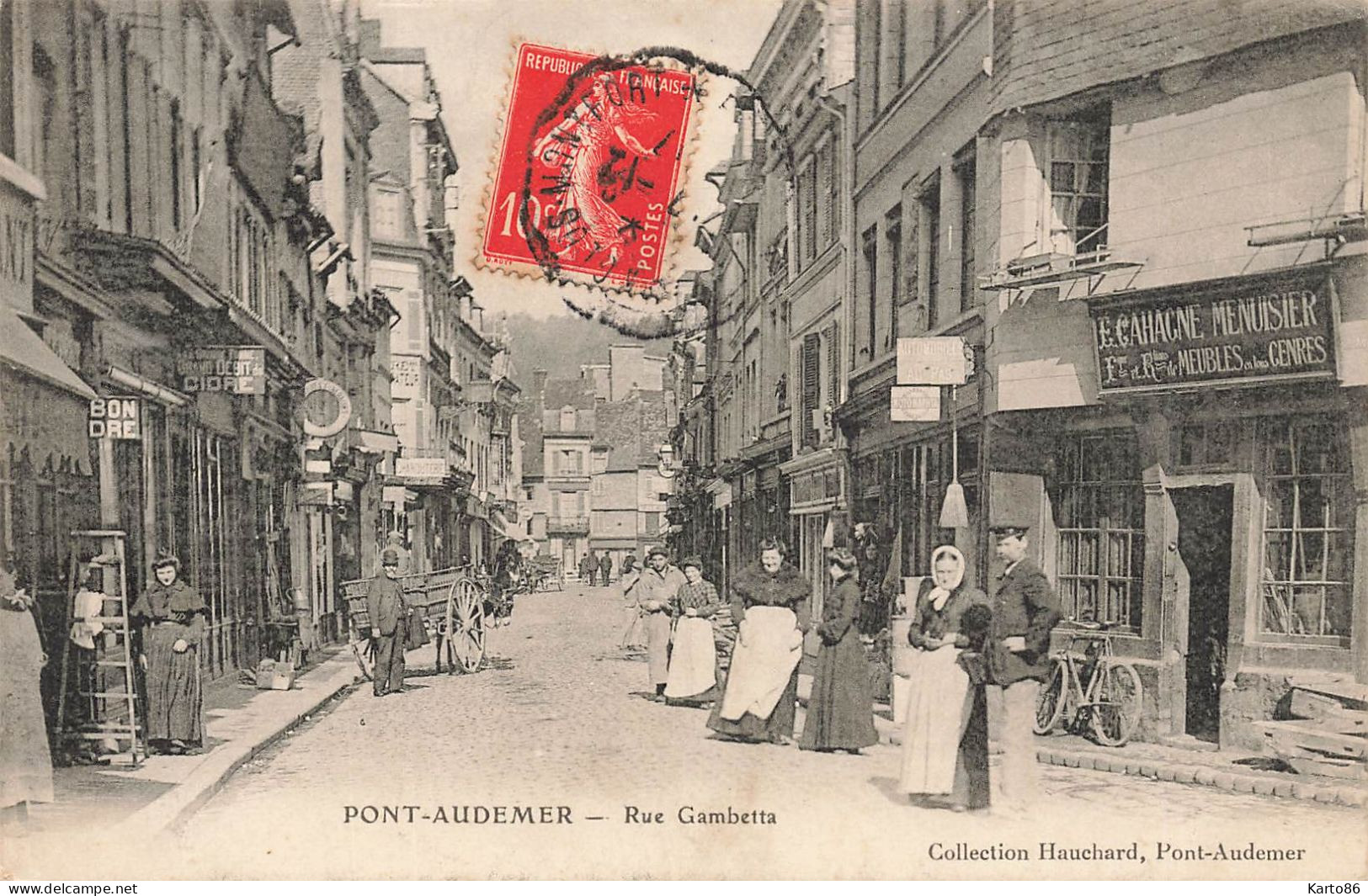 Pont Audemer * 1907 * Rue Gambetta * Menuisier E. CAHAGNE Fabrique Meubles En Ts Genres * Commerces Magasins - Pont Audemer