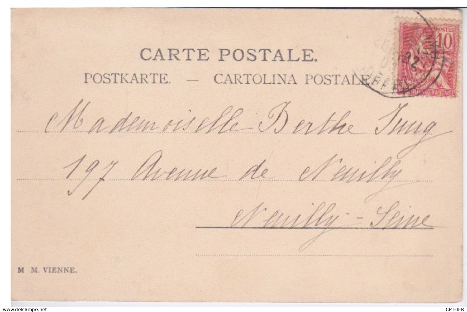 CPA ILLUSTREE  - M.M.  VIENNE  - FEMME   COLORISEE FLEURS BOUCLE D OREILLE - 1900 - Vienne