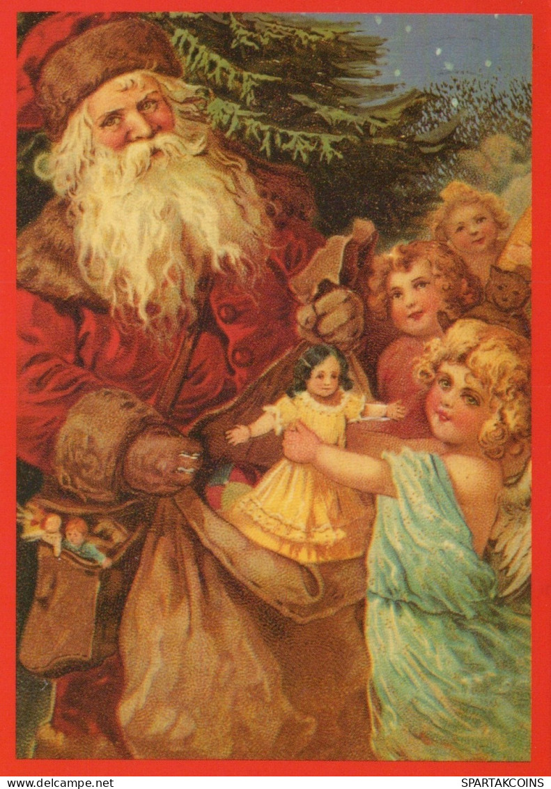 SANTA CLAUS ANGELS CHRISTMAS Holidays Vintage Postcard CPSM #PAK383.GB - Santa Claus