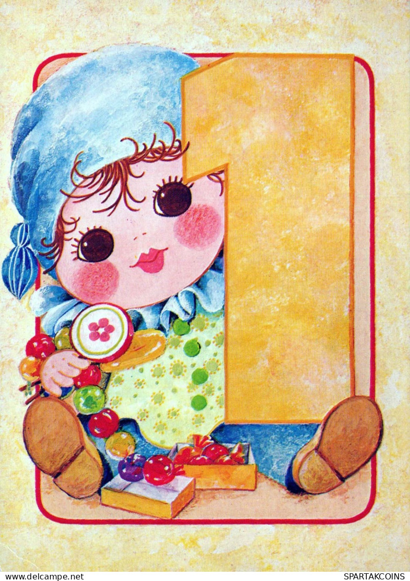 JOYEUX ANNIVERSAIRE 1 Ans FILLE ENFANTS Vintage Carte Postale CPSM Unposted #PBU112.FR - Birthday