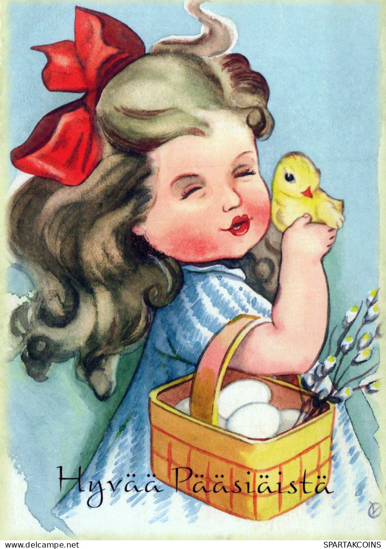 PÂQUES ENFANTS ŒUF Vintage Carte Postale CPSM #PBO230.FR - Ostern