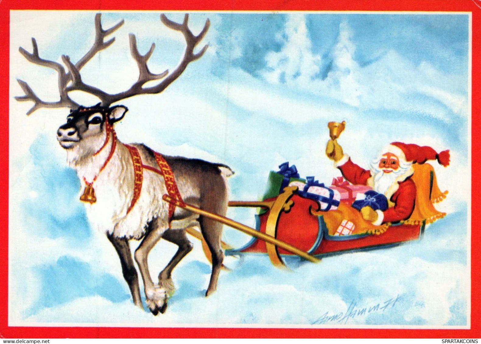 PÈRE NOËL Bonne Année Noël Vintage Carte Postale CPSM #PBL565.FR - Kerstman