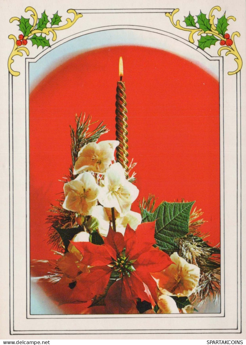 Bonne Année Noël BOUGIE Vintage Carte Postale CPSM #PBA054.FR - Nouvel An