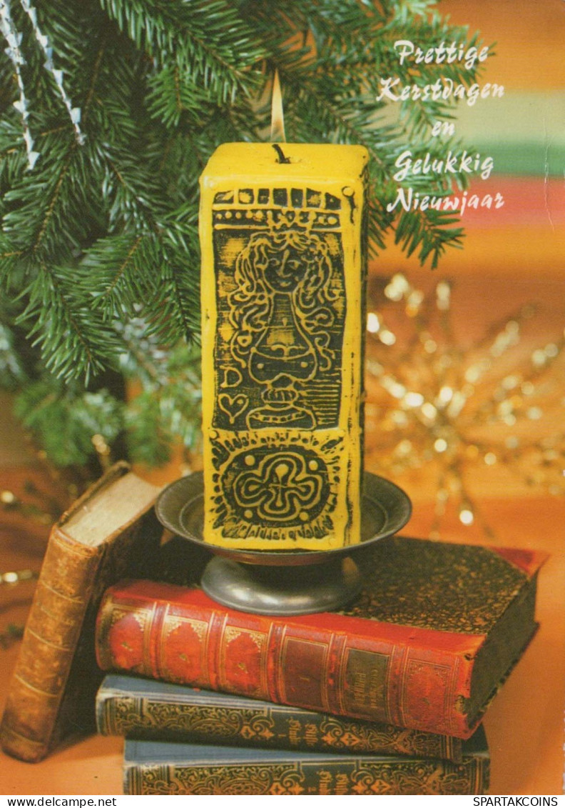 Bonne Année Noël BOUGIE Vintage Carte Postale CPSM #PBA237.FR - Nouvel An