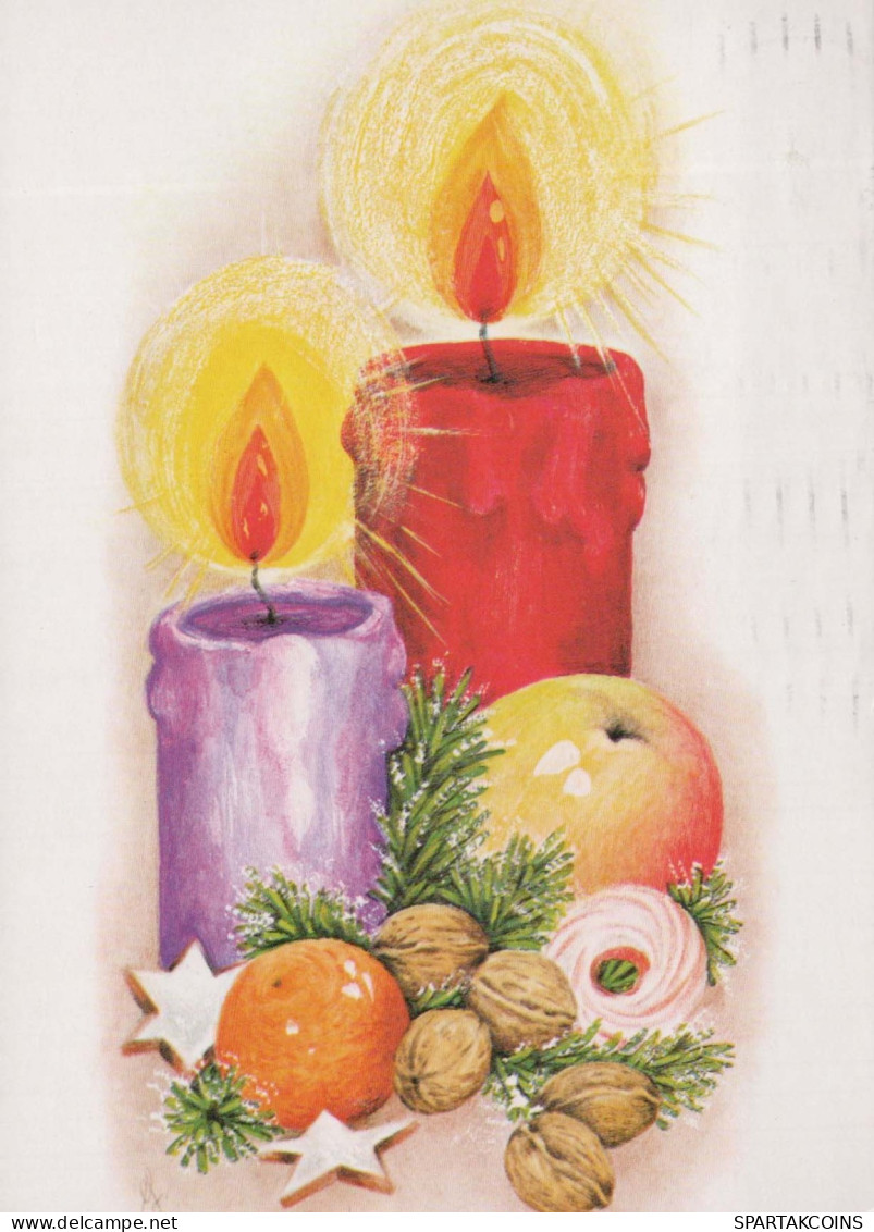 Bonne Année Noël BOUGIE Vintage Carte Postale CPSM #PAZ298.FR - Nouvel An