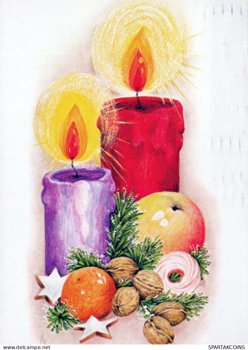 Bonne Année Noël BOUGIE Vintage Carte Postale CPSM #PAZ298.FR - Nouvel An