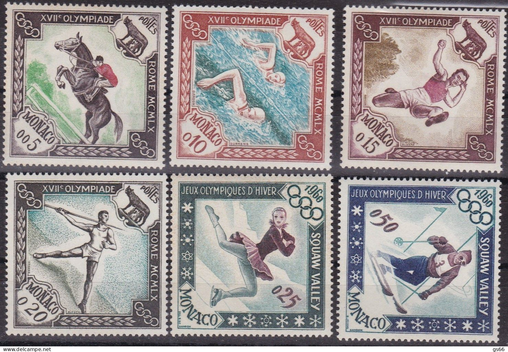 Monaco, 1960, 629/34, MNH **, Olympische Sommer- Und Winterspiele, Rom Und Squaw Valley. - Nuovi