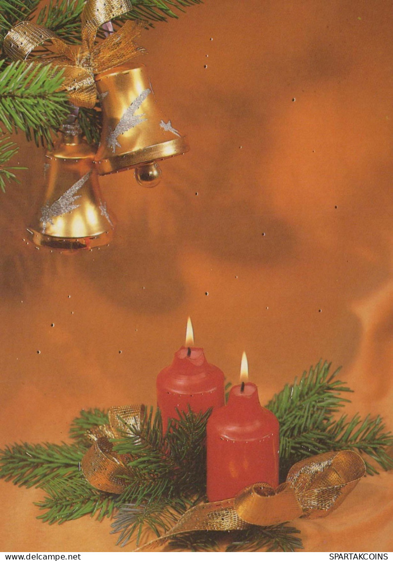 Bonne Année Noël BOUGIE Vintage Carte Postale CPSM #PAZ479.FR - Nouvel An