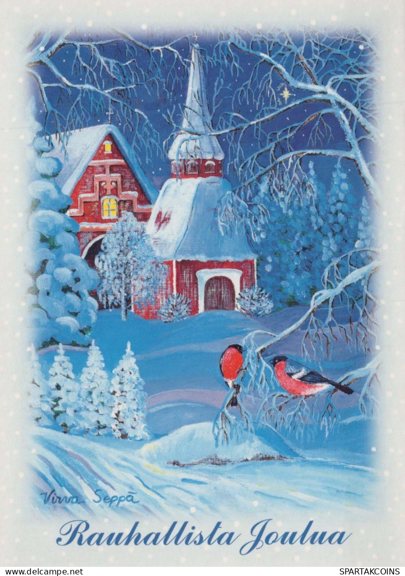 Bonne Année Noël ÉGLISE Vintage Carte Postale CPSM #PAY439.FR - Neujahr