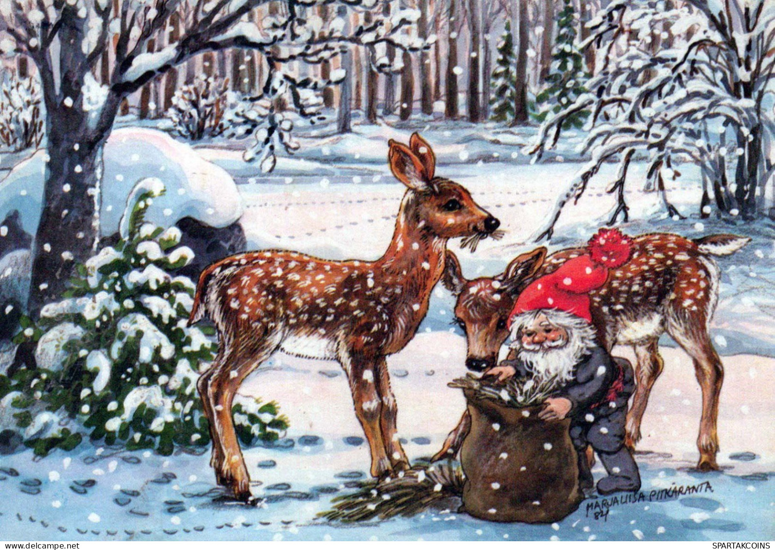 Buon Anno Natale GNOME CERVO Vintage Cartolina CPSM #PAW490.IT - Neujahr