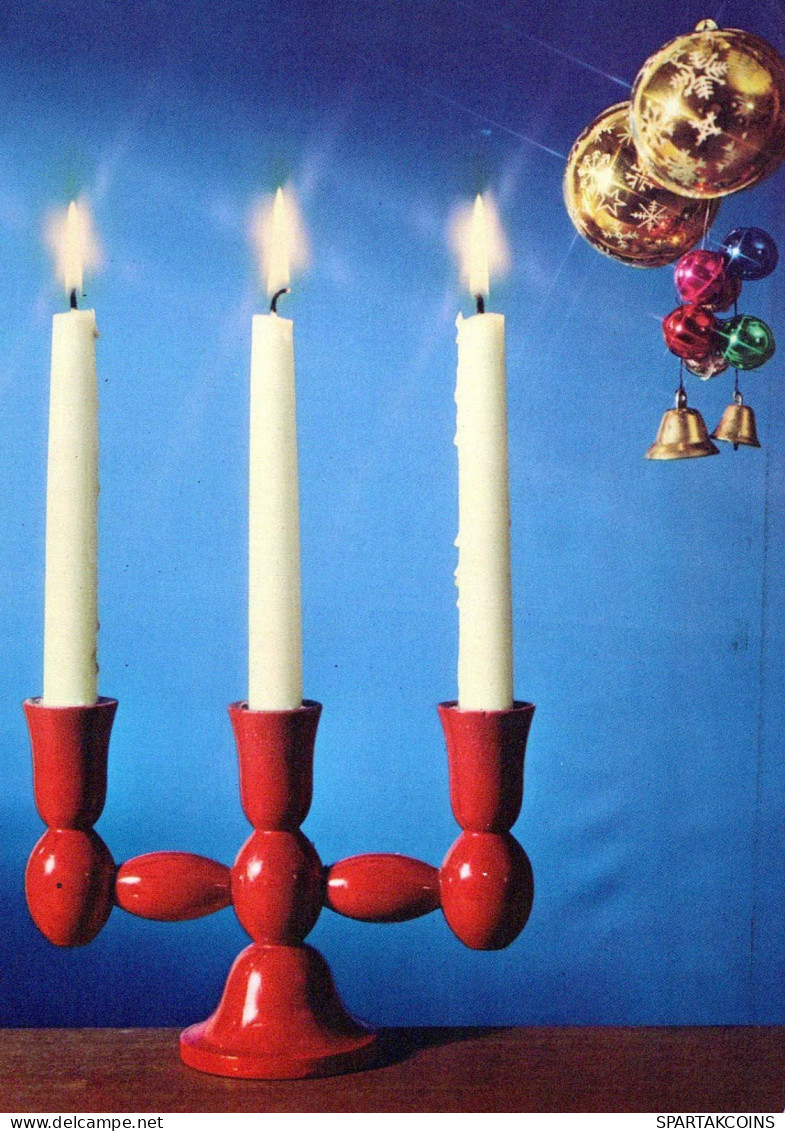Buon Anno Natale CANDELA Vintage Cartolina CPSM #PAW245.IT - Neujahr