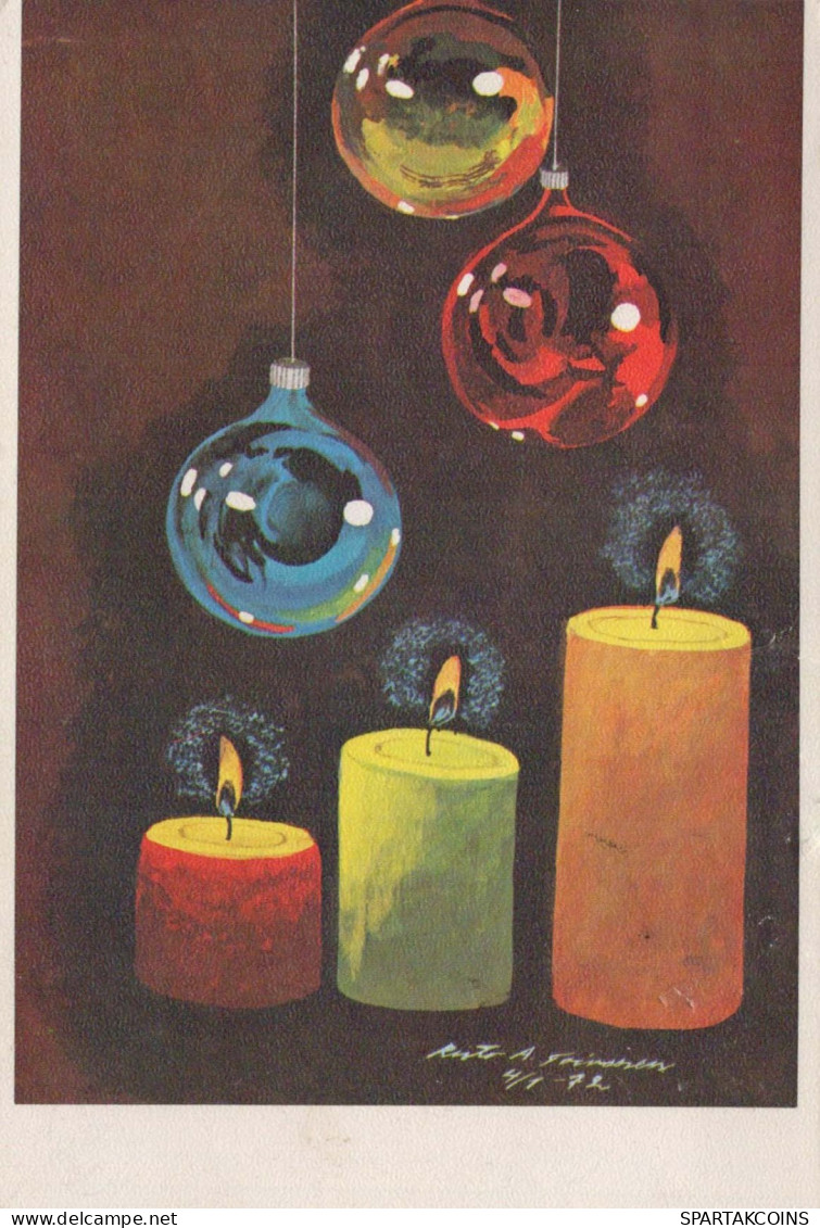 Buon Anno Natale CANDELA Vintage Cartolina CPSM #PAW125.IT - Neujahr