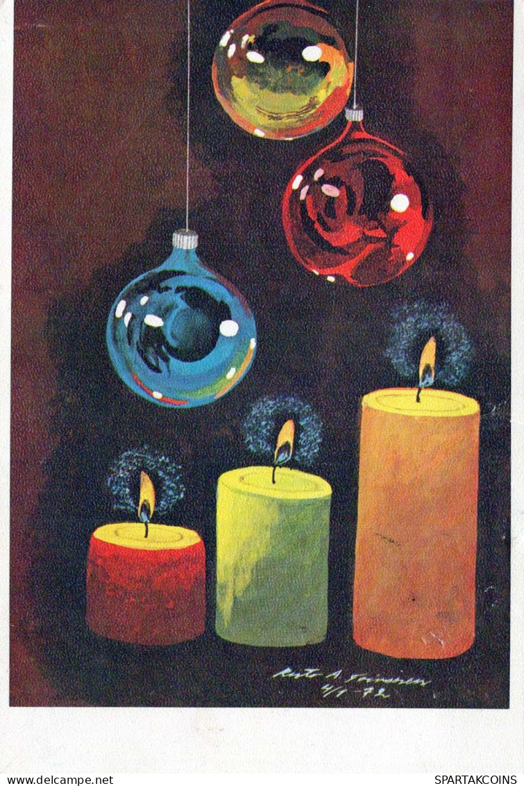 Buon Anno Natale CANDELA Vintage Cartolina CPSM #PAW125.IT - Nouvel An