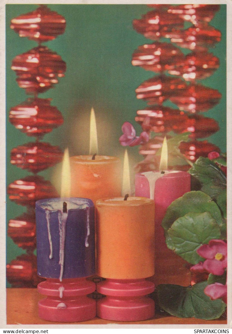 Buon Anno Natale CANDELA Vintage Cartolina CPSM #PAV882.IT - Nouvel An