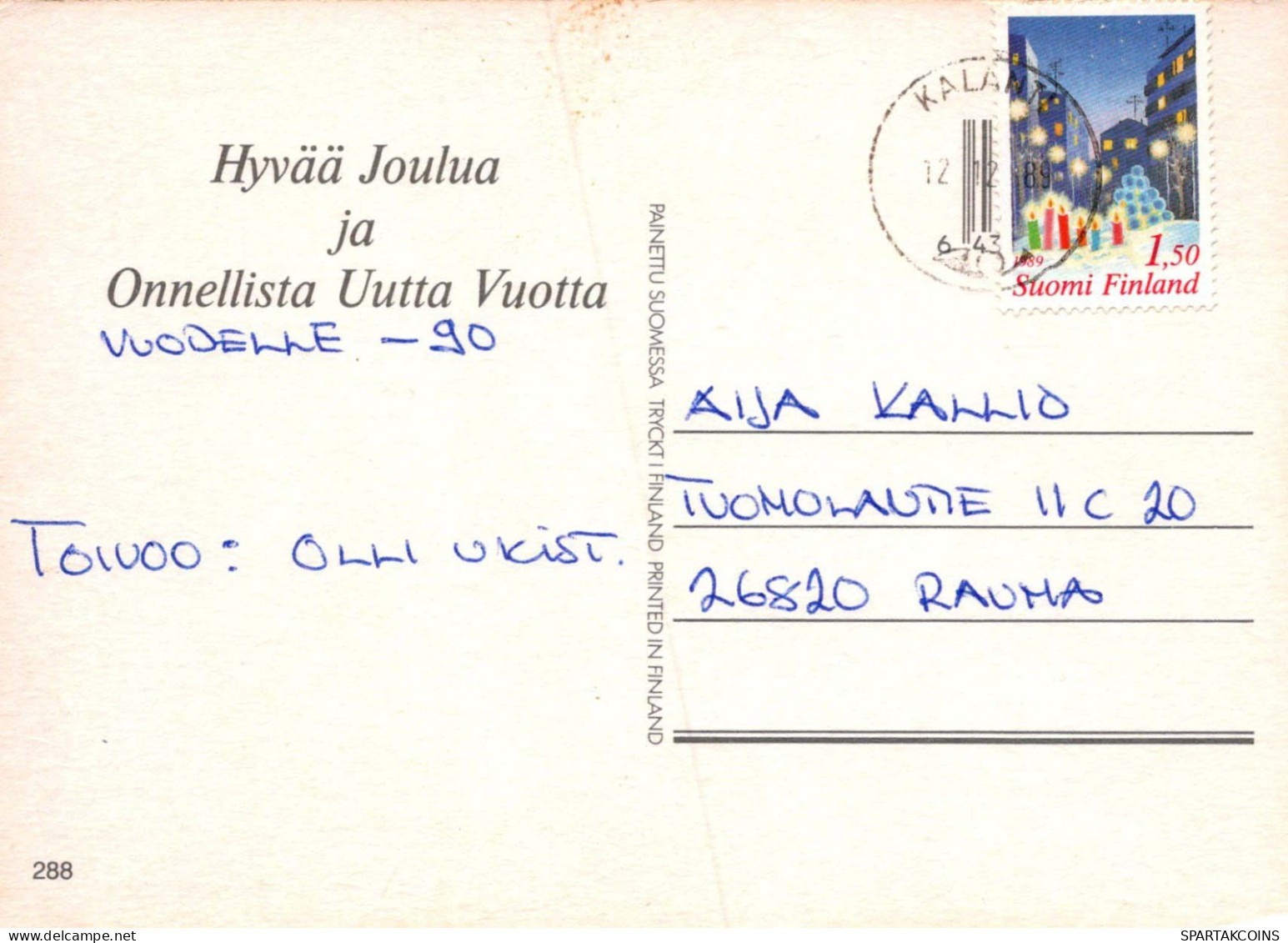 Buon Anno Natale CONIGLIO CANDELA Vintage Cartolina CPSM #PAV012.IT - Neujahr