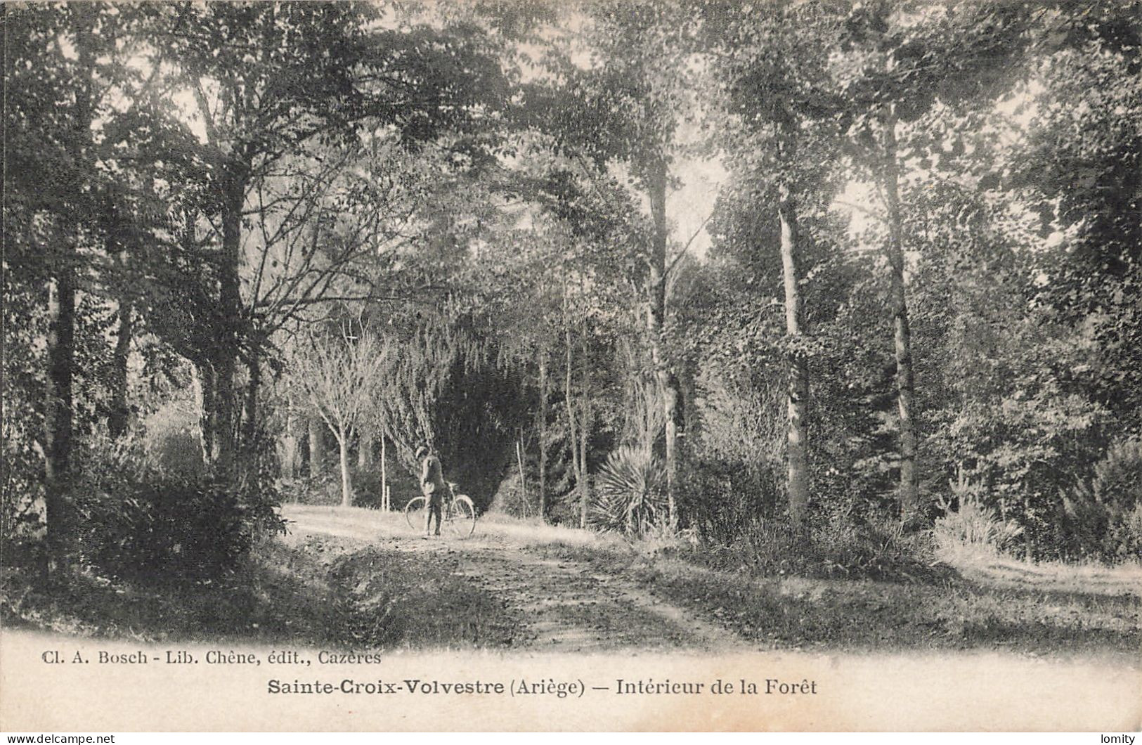 09 Sainte Croix Volvestre Intérieur De La Foret Vélo Cycliste CPA Cachet 19023 - Autres & Non Classés