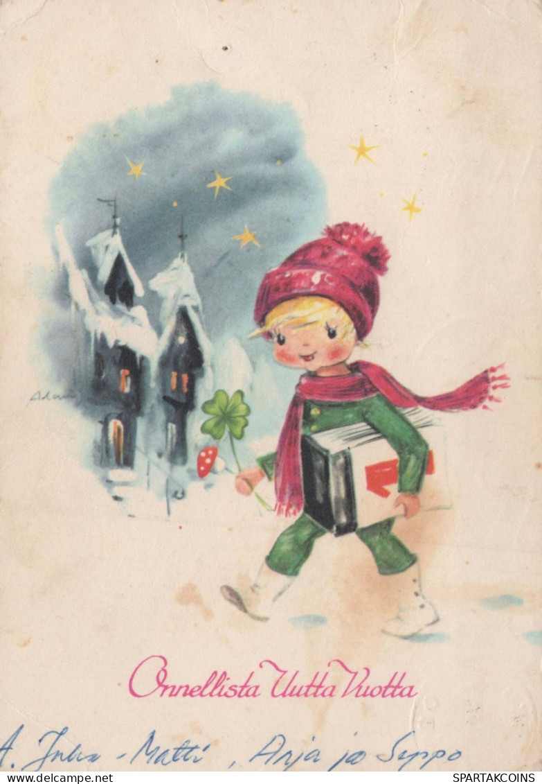 Buon Anno Natale BAMBINO Vintage Cartolina CPSM #PAU011.IT - Nouvel An