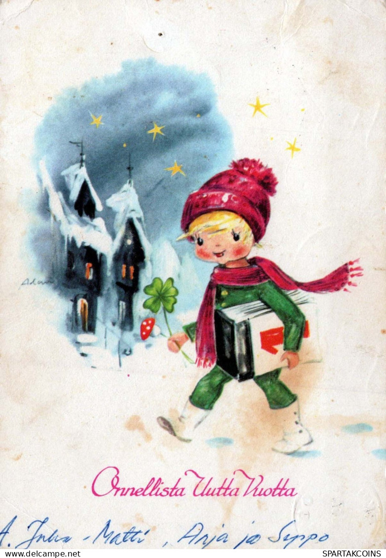 Buon Anno Natale BAMBINO Vintage Cartolina CPSM #PAU011.IT - Nouvel An