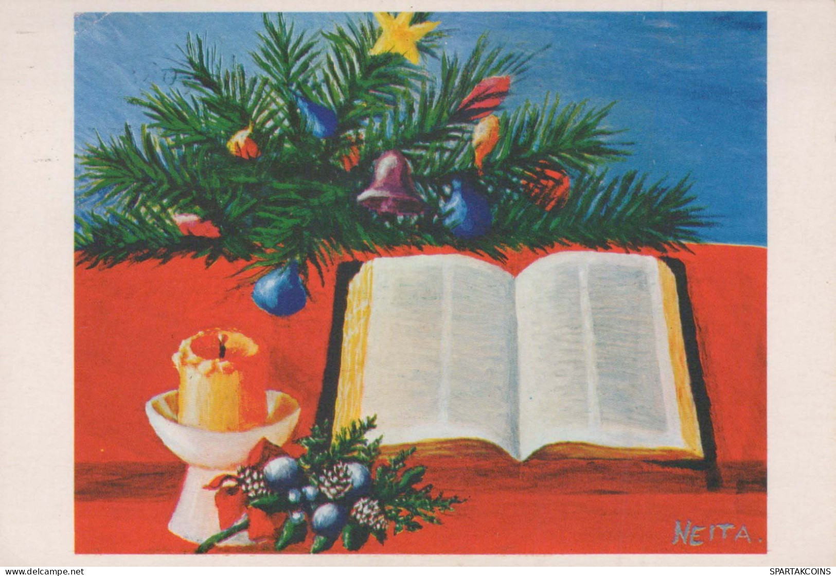 Buon Anno Natale CANDELA Vintage Cartolina CPSM #PAT080.IT - Neujahr