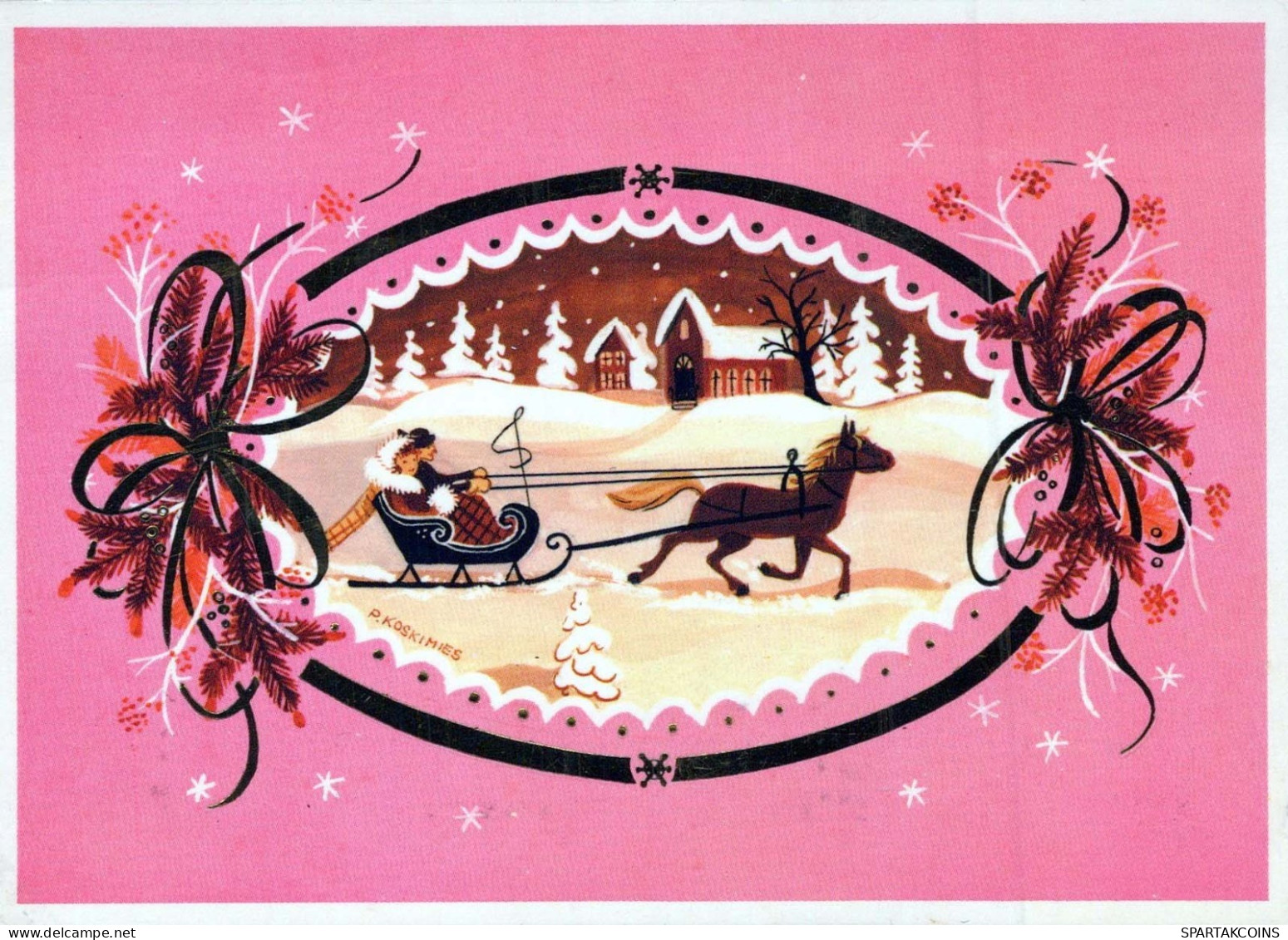 Buon Anno Natale CAVALLO Vintage Cartolina CPSM #PAS957.IT - Neujahr