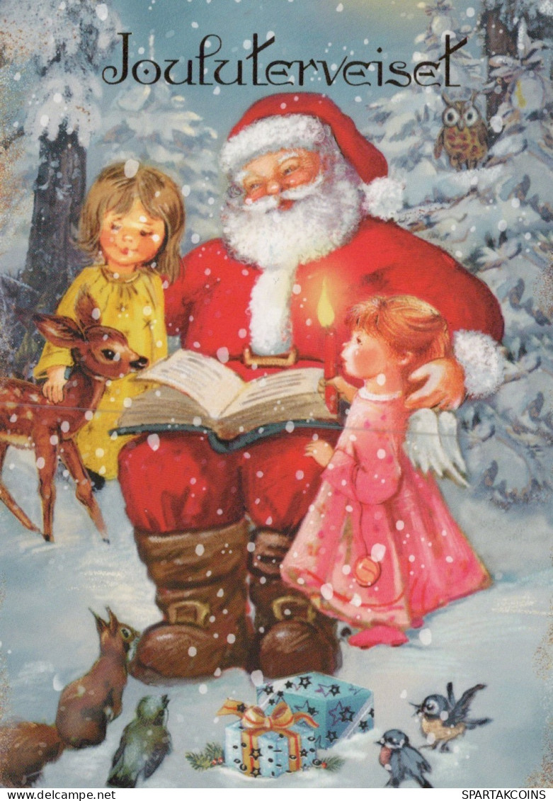 BABBO NATALE ANGELO Buon Anno Natale Vintage Cartolina CPSM #PAK925.IT - Santa Claus